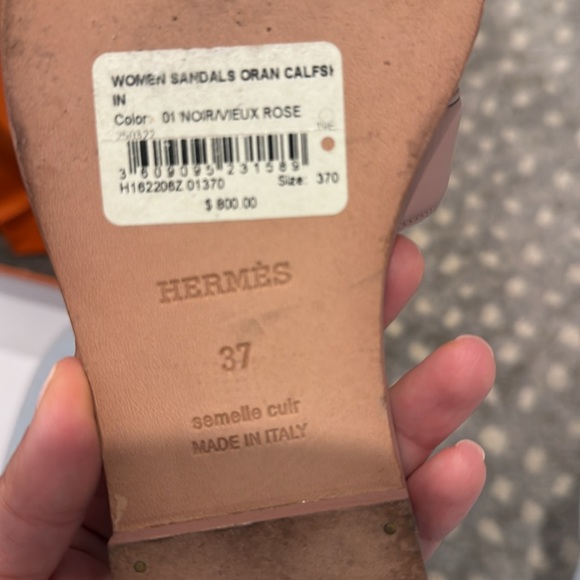 Hermes Pink and Black Oran Slide Sandals - Picture 7 of 9